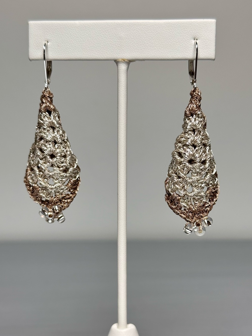 Handmade Crochet Filigree Style Earrings - Picture 1 of 2